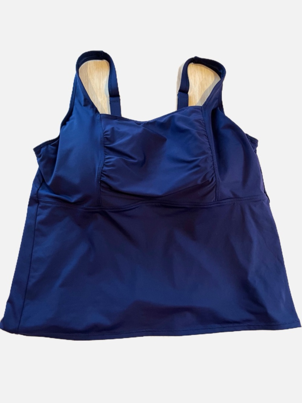 Lands' End Women’s Navy Blue Underwire Square Neck Modest Tankini Top 18W DDD